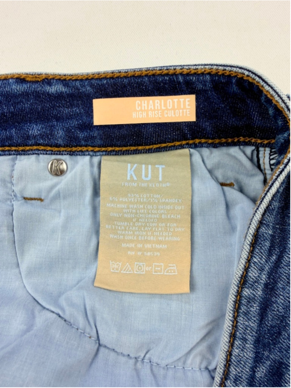 Kut From The Kloth Charlotte High Rise Culotte 4 Jeans Wide Leg Crop Raw Hem - Picture 4 of 9